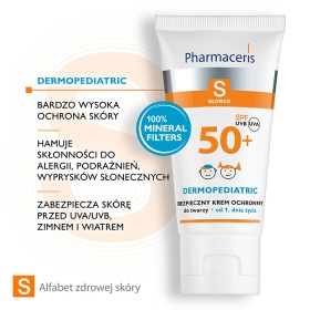 PHARMACERIS S BEZPIECZNY KREM OCHRONNY SPF 50+ DO TWARZY DLA DZIECI OD CHWILI NARODZIN  100% FILTRÓW MINERALNYCH 50 ML